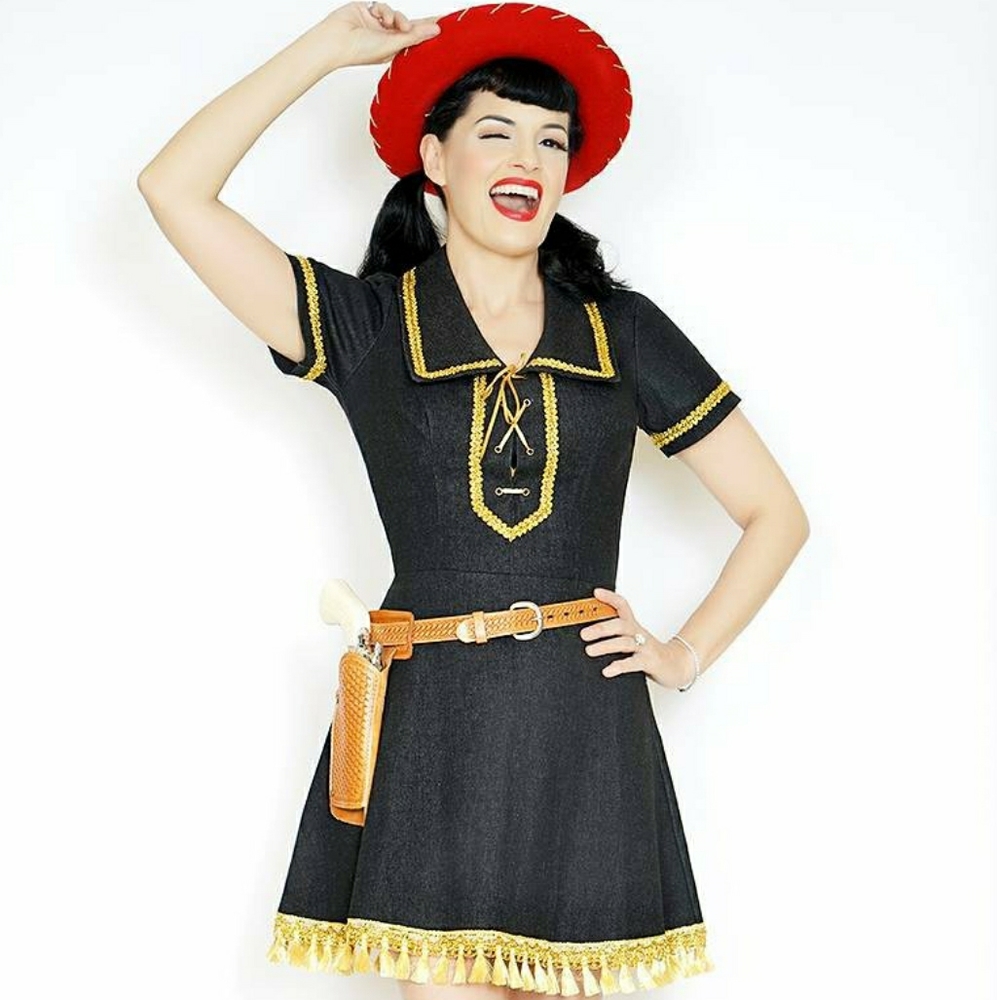 Nashville Boogie Dress in Black Stretch Denim